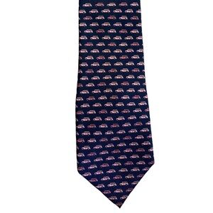 PINK Thomas Pink navy blue silk tie with pink woody surf cars